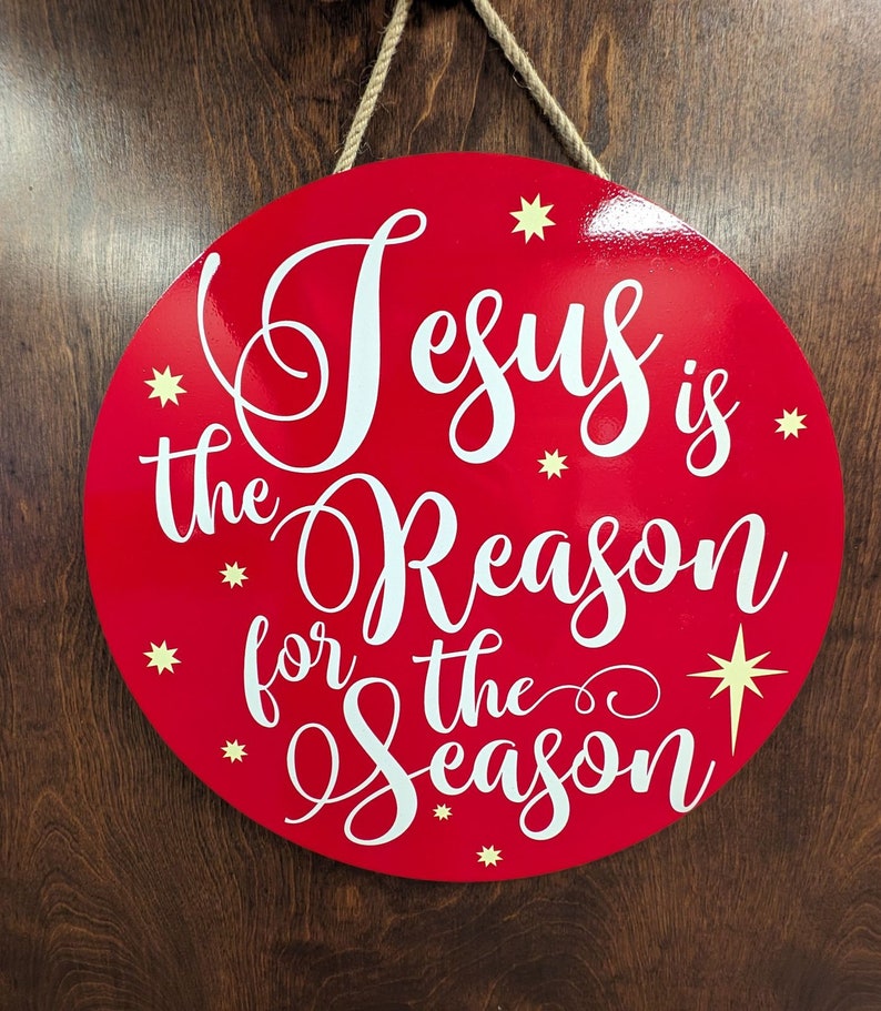 Jesus is King, Jesus Is the Reason for the Season, Jesus for Christmas, Christmas Door Sign, Front Door Sign, Christmas Wreath afbeelding 3