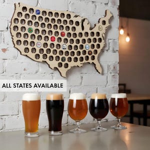 Personalized United States Beer Cap Map Display - Unique Father's Day Gift for Beer Lovers