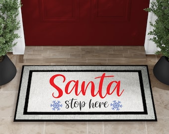 Santa Doormat, Merry Christmas Welcome Doormat, Christmas Outdoor Welcome Mat, Welcome Christmas Doormat, Outdoor Decor,  Holiday Decor
