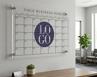 Logo Calendar, Business Acrylic Planner, Personalized Monthly Sign, Weekly Dry Erase Board