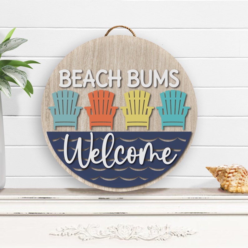 Regalo para amantes de la playa, regalo para amantes de la playa, letrero de casa de playa, letrero de playa, letrero novedoso, letrero de bienvenida para puerta, colgador de puerta de playa, tema de playa imagen 1