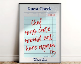 Personalized Diner Receipt Print: Retro Kitchen & Coffee Bar Art