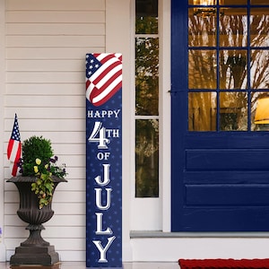 Independence Day Decorations, God Bless America, USA Porch Sign, Patriotic Decor, Welcome Leaner image 2
