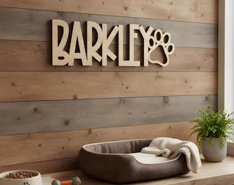 Laser Cut Pet Name Sign: Wooden Dog Home Decor