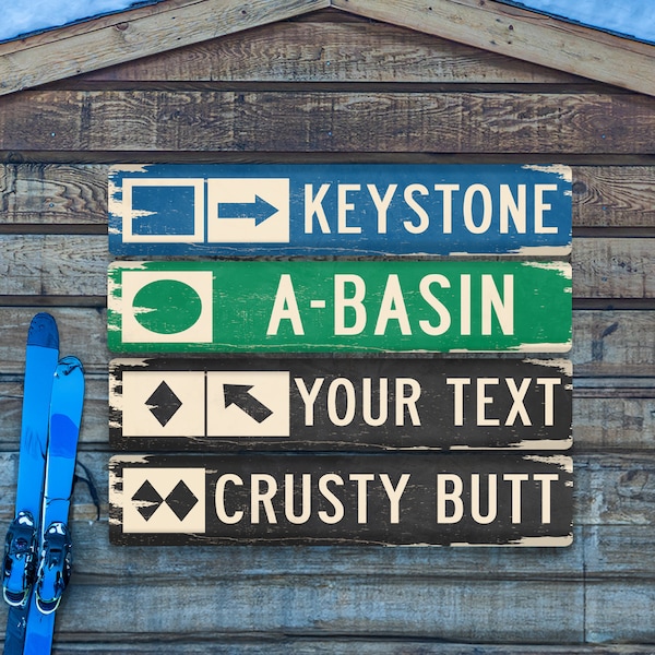 Custom Ski Trail Sign, Personalized Ski Sign, Metal Ski Sign, Ski Lodge Sign, Ski Decor, Ski Gift, Cabin Decor, Mountain Life, Ski Sign