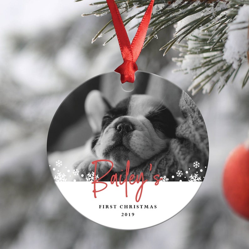 Personalized Puppy Picture Ornament - First Christmas Ornament - Dog First Christmas - Puppy Christmas 