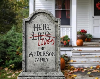 Customizable Halloween Tombstones: Funny Outdoor Lawn Decor, Spooky Graveyard Props for Yard & Home