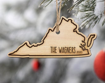 Virginia - Personalized Ornament - First Christmas Ornament Married - Family Ornament