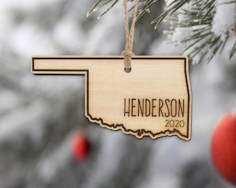 Oklahoma - Personalized Ornament - First Christmas Ornament Married - Family Ornament