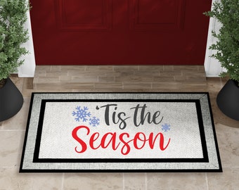 Tis The Season, Welcome Christmas Doormat, Christmas Outdoor Welcome Mat,  Outdoor Decor,  Holiday Decor, Winter Doormat, Holiday Doormat