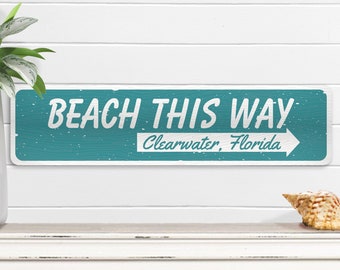 Custom Beach Location Sign: Directional Metal Beach Decor