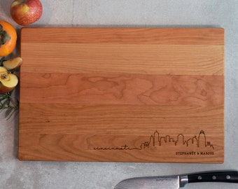 Engraved Cincinnati Skyline Cutting Board – Personalized Wood Board