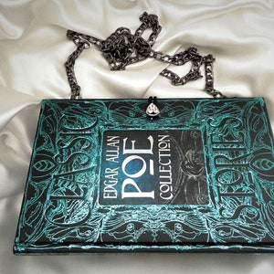 Edgar Allan Poe Book Clutch Purse, Crossbody Handbag, Raven Book Cover Handbag, Poe Crossbody Bag, Gothic Bag, Book Wallet