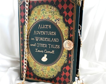 Alice in Wonderland Crossbody Bag, Alice Book Purse, Book Bag, Book Cover Bag, Book Shaped Purse, Girlfriend Gift, Christmas gift for her