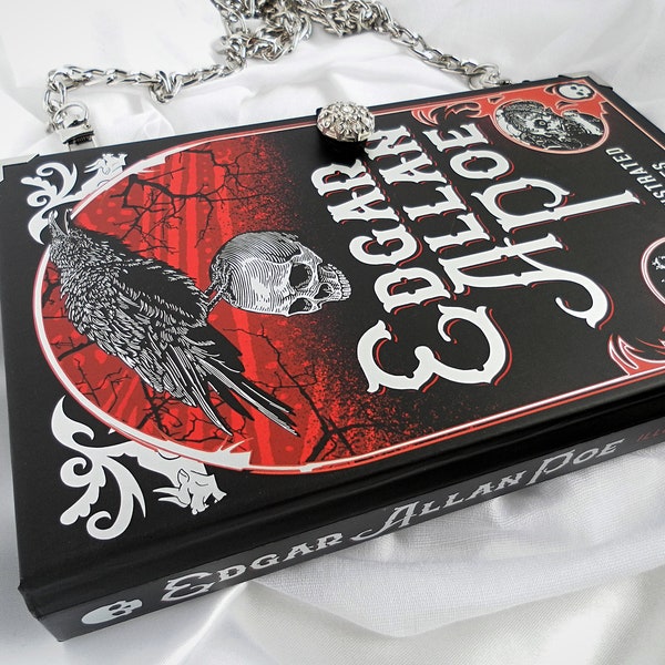 Livre pochette, sac à bandoulière Edgar Allan Poe, cadeau pour amoureux des livres, livre portefeuille, sac à main pour livres, cadeau pour femme