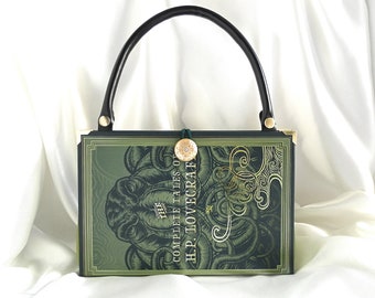 Borsa per borsa per libri HP Lovecraft, borsa a tracolla, borsa per libri Necronomicon, Miti di Cthulhu, borsa per copertina di libri HP Lovecraft, regalo Lovecraft