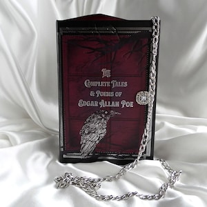 Edgar Allan Poe Crossbody Bag, Book Clutch Purse Handbag , Raven Book Cover Handbag, Poe Bag, Gothic Handbag, Book Bag