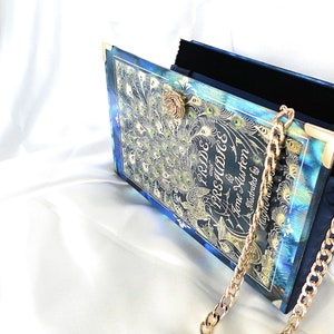 Pride and Prejudice Crossbody Bag, Jane Austen Book Purse Handbag, Blue, Gold, Book Cover Bag, Book Shaped Purse, Girlfriend Gift image 3