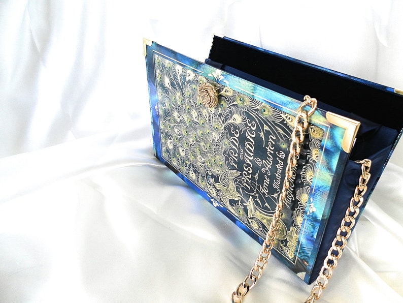 Pride and Prejudice Crossbody Bag, Jane Austen Book Purse Handbag, Blue, Gold, Book Cover Bag, Book Shaped Purse, Girlfriend Gift image 3