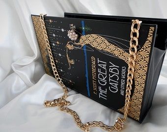 Livre pochette, sac à bandoulière The Great Gatsby, F Scott Fitzgerald, cadeau Gatsby pour femme, sac en forme de livre, livre portefeuille, sac à bandoulière