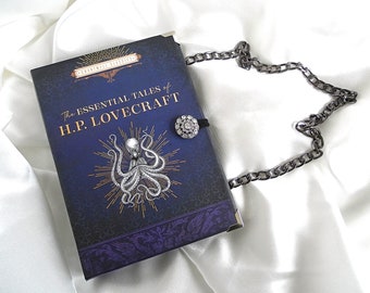 Borsa per libri, borsa a tracolla HP Lovecraft, borsa a tracolla, borsa per libri Necronomicon, miti di Cthulhu, borsa per copertina di libri HP Lovecraft, regalo Lovecraft
