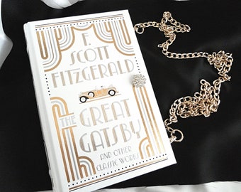Buch Geldbörse Handtasche, Crossbody Bag, The Great Gatsby von F Scott Fitzgerald, Hochzeitstasche, Abschlussball Buch geformte Geldbörse
