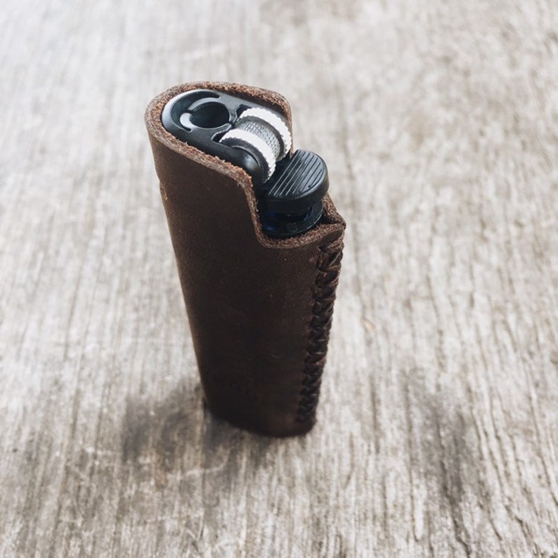 Dark Brown Crazy Horse Leather Lighter Case, Lighter Cover, Handmade