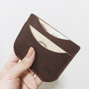 Cartera fina de cuero, cartera minimalista de cuero, tarjetero de cuero, cartera para hombre, cartera hecha a mano, cartera con bolsillo delantero