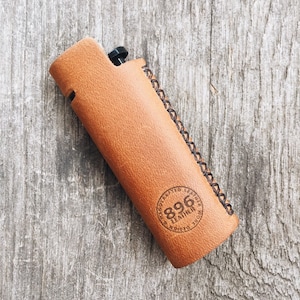 Tan leather lighter case, Lighter cover, Handmade lighter case