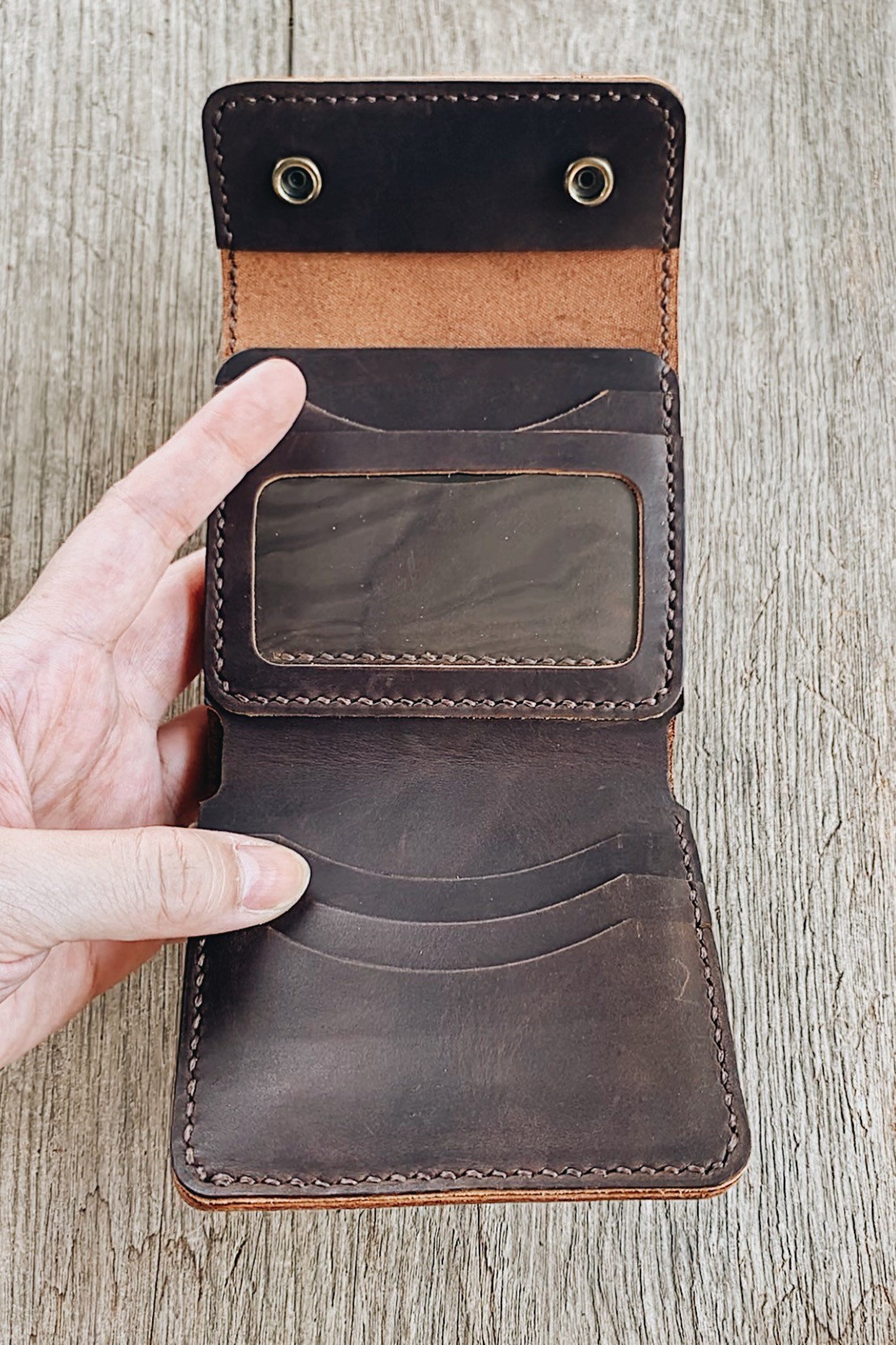 Heavy Stitch Leather Trifold Wallet