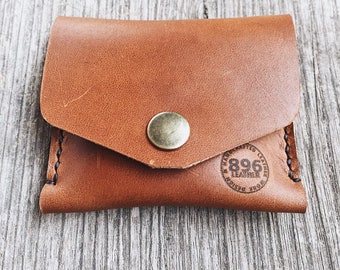 Leather coin pouch, Leather coin purse.