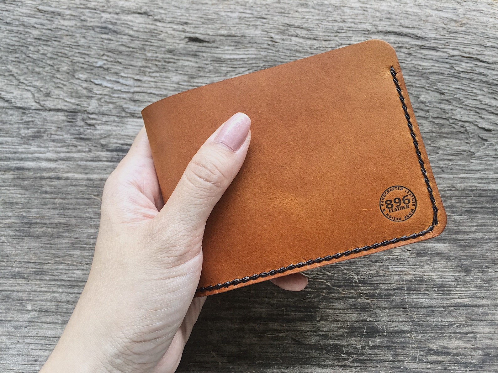 Handmade Tan Oil Leather Wallet, Leather Billfold, Men Wallet, Leather