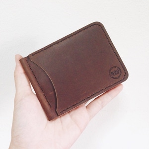 Dark Brown Crazy Horse leather Money Clip wallet, Leather money clip wallet, Money clip