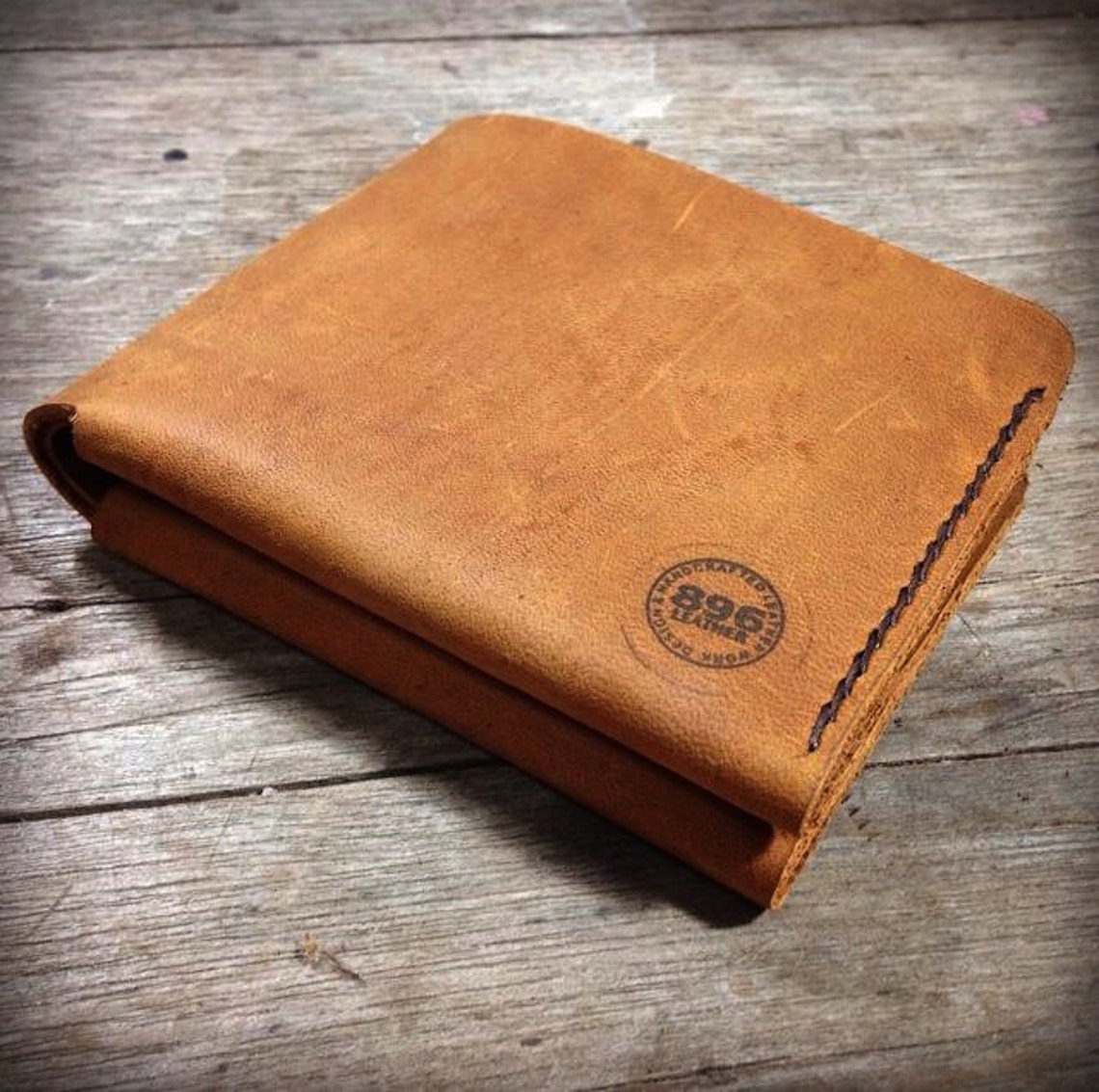 Tan Oil Leather Wallet Leather Billfold Men Wallet Etsy