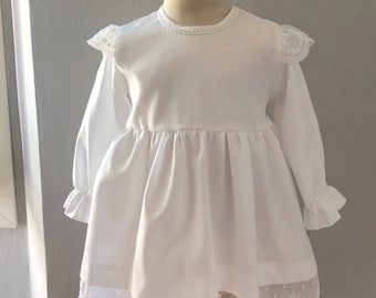 Taufkleid viktorianisch Kleid langarm Mädchen Spitze Baumwolle 1. Geburtstag Frühling Sommer Taufe ESTELLE