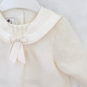 baptism dress pure white linen christening boy girl unisex gown Marine style CEDRIC