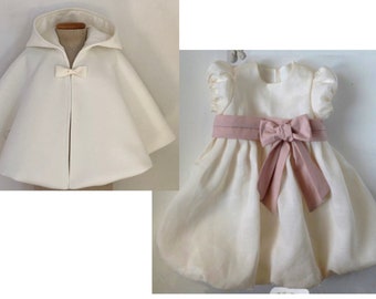 Baptism dress + cape double set fall winter Made in Italy ELISA+ NINA