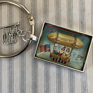 Patriotic Hot Air Balloon Thread Keep / Scissor Fob