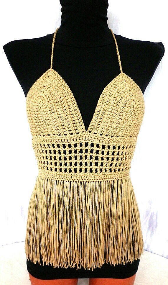 SEXY SUMMER TOP Sexy Crochet Bustier Fringed Top Bandeau Crop | Etsy
