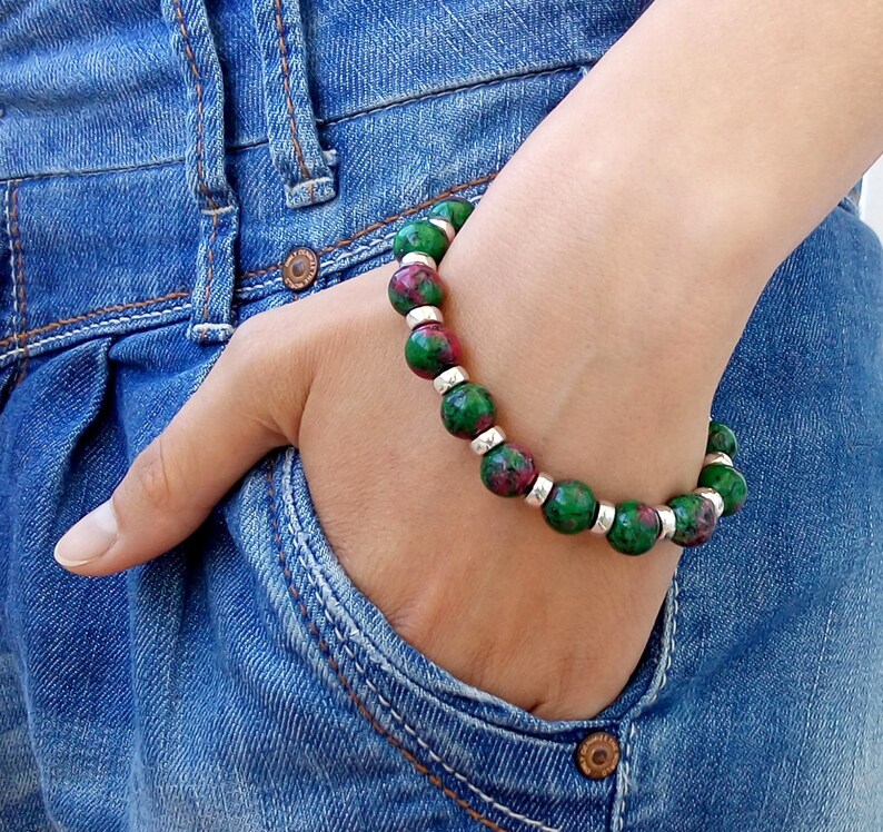 Mens Bracelet ZOISITE RUBY 10 mm Mens Bracelet Men Bracelete Bracelet Perle Homme Beaded Men Bracelet Mens Beaded Bracelet Men/'s Bracelets