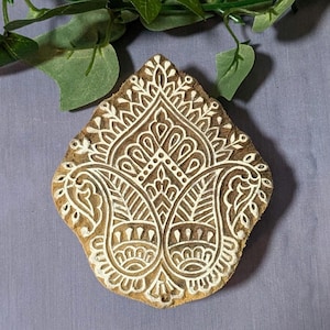 Indian Hand-Carved Wooden Printing Block Traditional Design