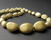 1950s Olive Green Glass Necklace