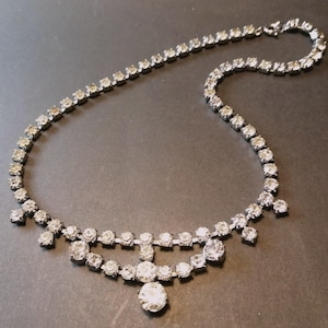 1950s Clear Crystal Rhinestone Choker Necklace - Party/Bridal/Wedding