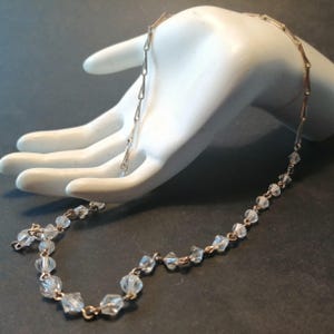 Art Deco Clear Crystal Necklace - Faceted Bi-Cones - 16 1/2 inches - Vintage 1930s
