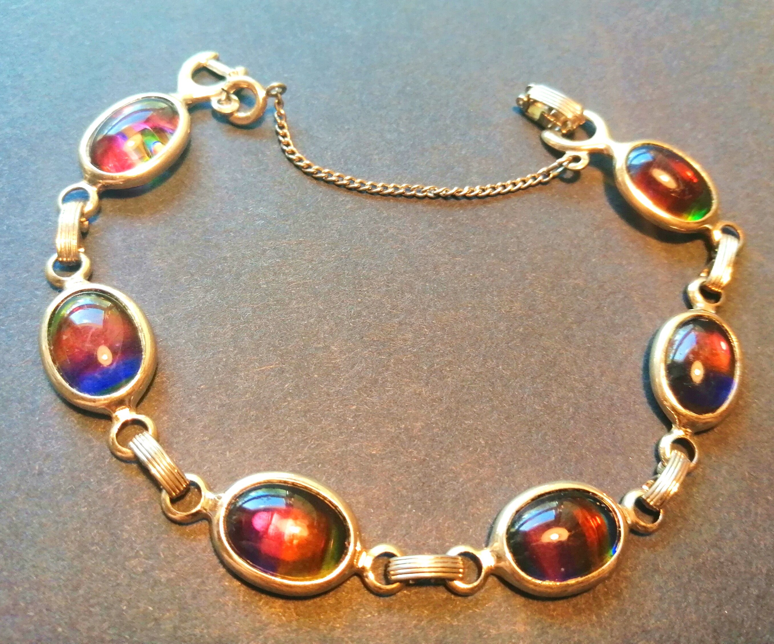 美しい SARAH COV ヴィンテージ レインボーガラスブレスレット
