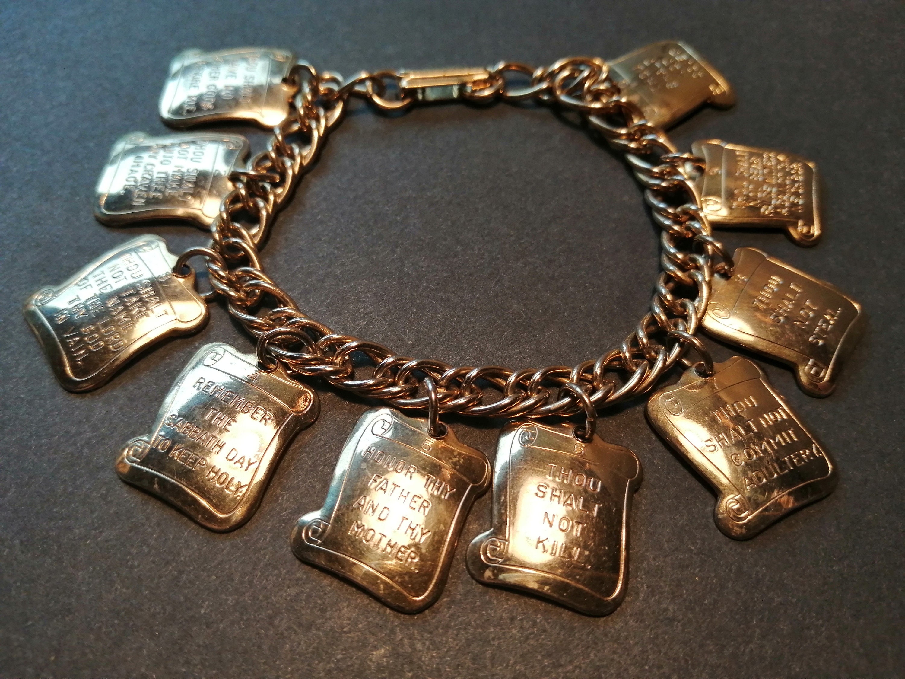 Ten Commandments Charm Bracelet Vintage 1950s Gold Tone | Etsy