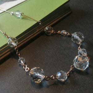 1930s Klare Kristall Halskette - Vintage Art Deco - Gliederkette im Goldton