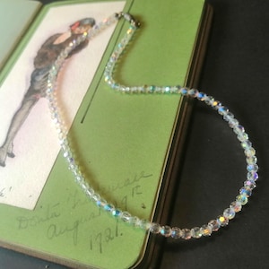 Vintage 1920s Clear Crystal AB Choker Necklace  - 15 inches - Art Deco