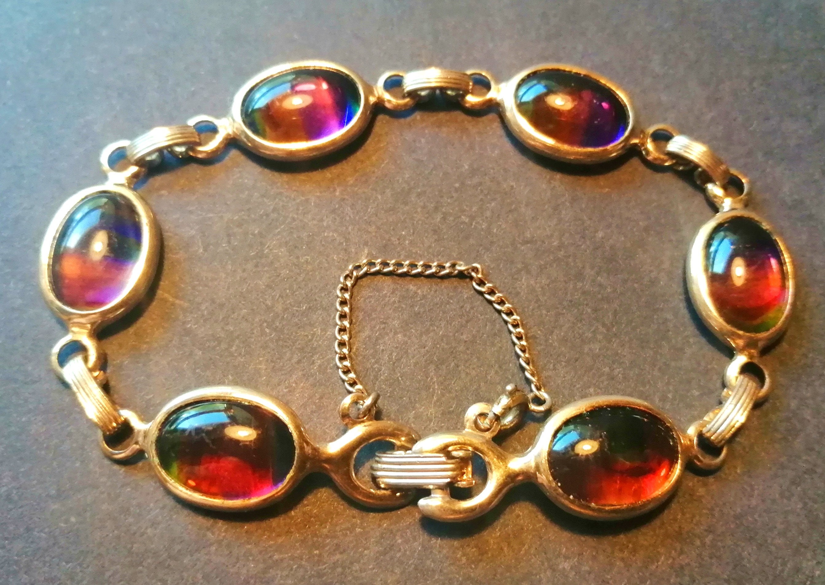 ゆったり柔らか SARAH COV ヴィンテージ レインボーガラスブレスレット