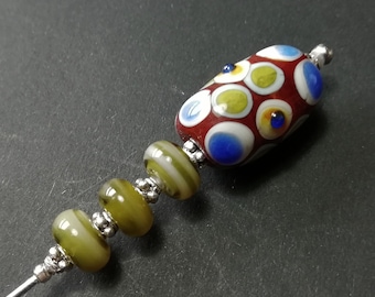 Art Glass Hat Pin: Mid-Century Style, Handmade in Ireland